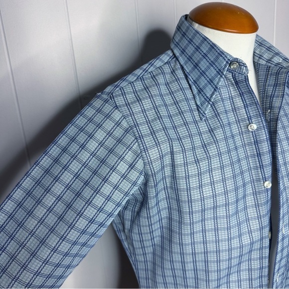 Vintage 70s K-Mart Blue Knit Retro Shirt - Picture 6 of 12